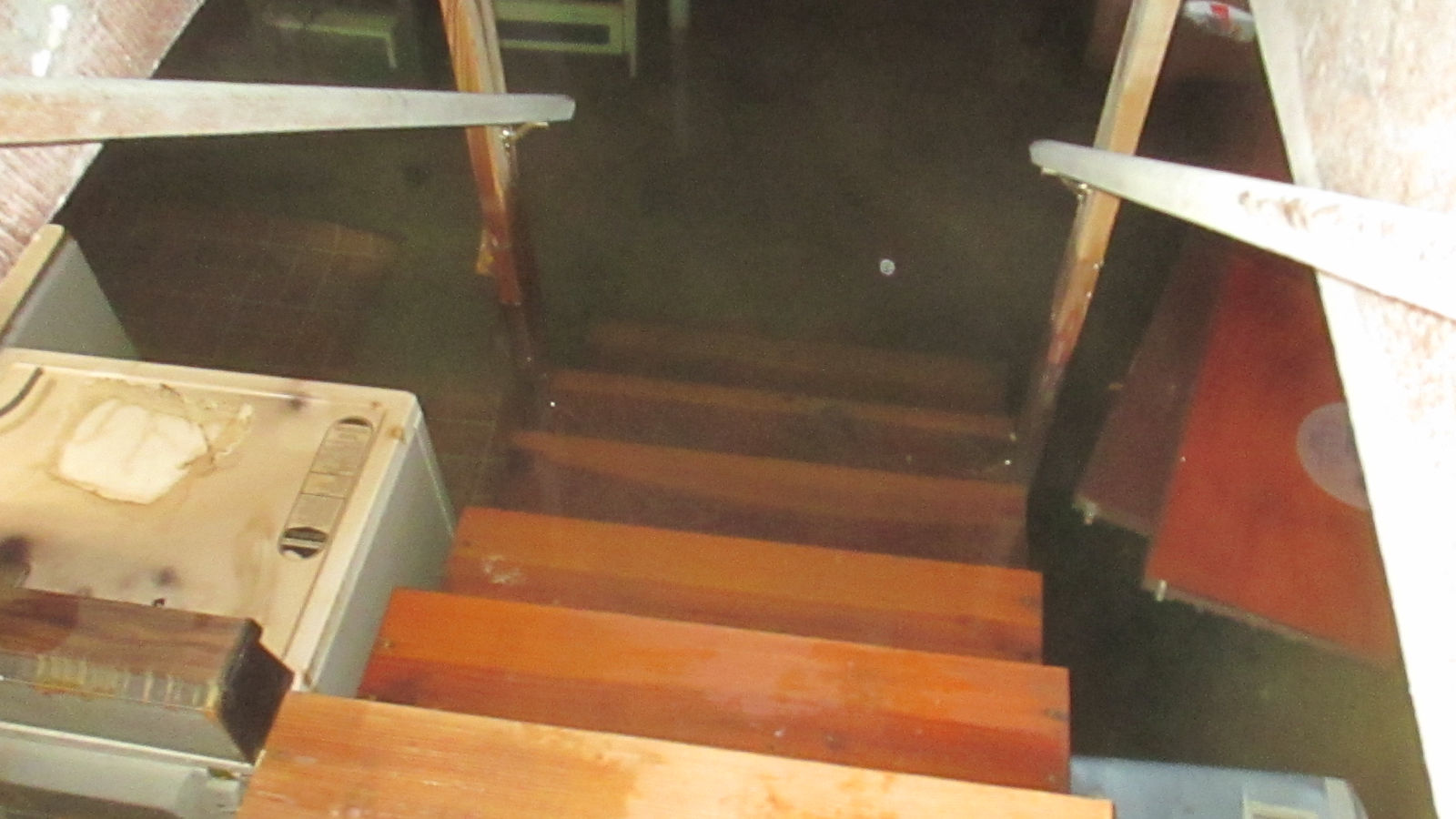 Flooded basement stairs